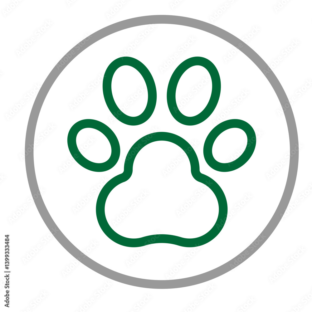 Cat Paw Vector Line Dark Green Grey Icon Design Cat Paw Vector Line Dark Green Grey Icon Design