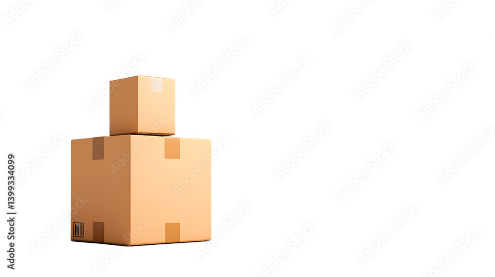 Minimalist cardboard boxes in an industrial setting