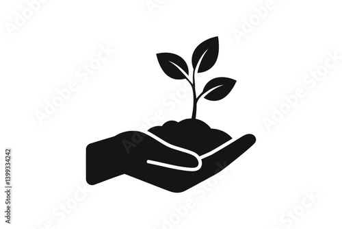 Plant in hand vector icon design
