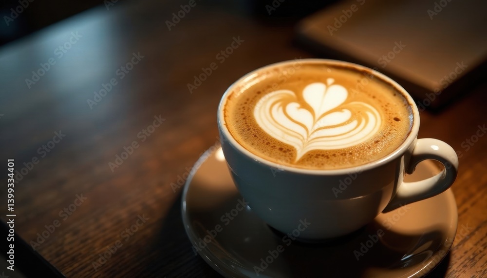Rich brown crema, intricate latte art, cafe setting, artwork, ambiance, cozy Rich brown crema, intricate latte art, cafe setting, artwork, ambiance, cozy