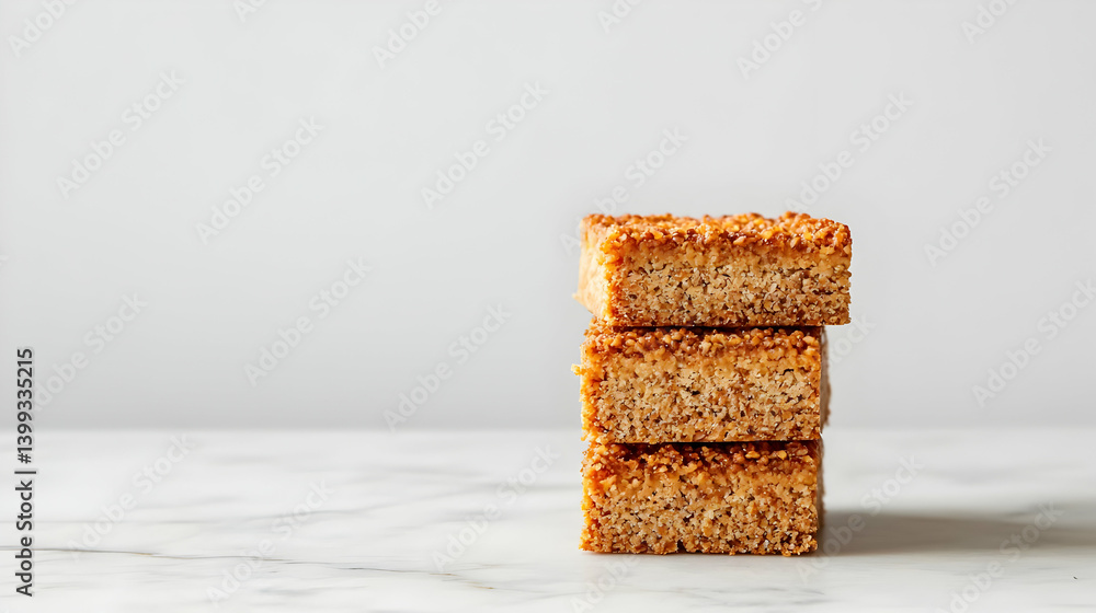 Stacked Sesame Caramel Cookies On Marble Surface Stacked Sesame Caramel Cookies On Marble Surface