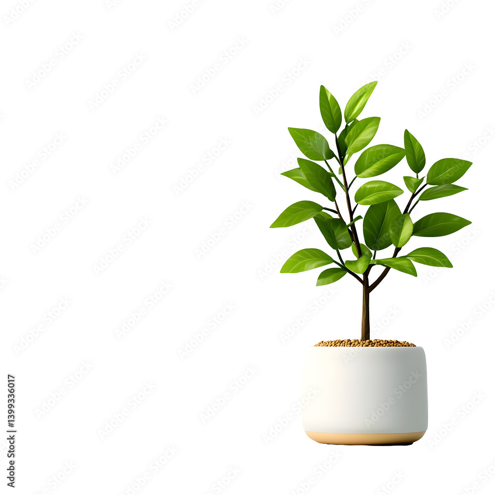Minimalist potted tree with lush foliage Minimalist potted tree with lush foliage