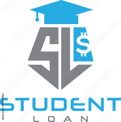Student Loan Education Finance Logo. SL Lettering Logo. Education Logo