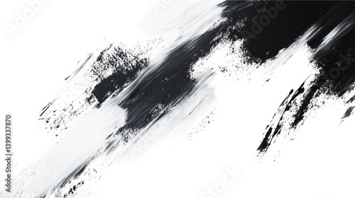 Abstract Brushstrokes in White and Black