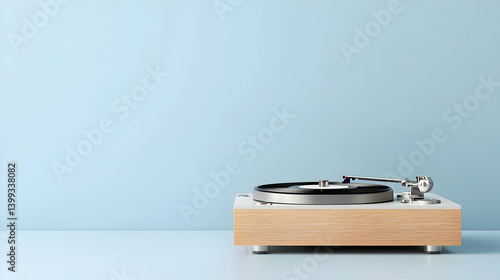 Wallpaper Mural Stylish Vintage Turntable On Light Blue Background Torontodigital.ca