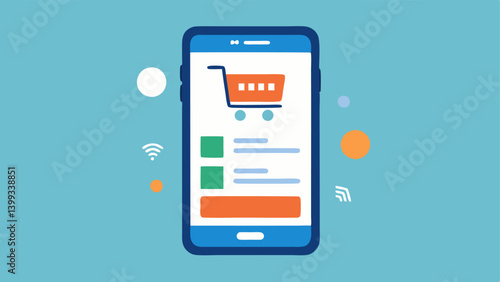 Mobile Checkout A smartphone displaying a checkout interface with a bright glowing button. The screen shows a clean layout with clear item images and prices.