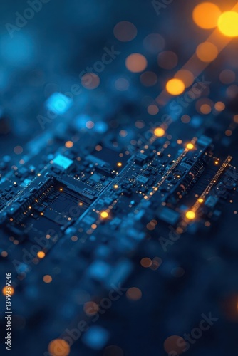 Abstract blue & yellow geometric pattern; tech background , bold, trendy