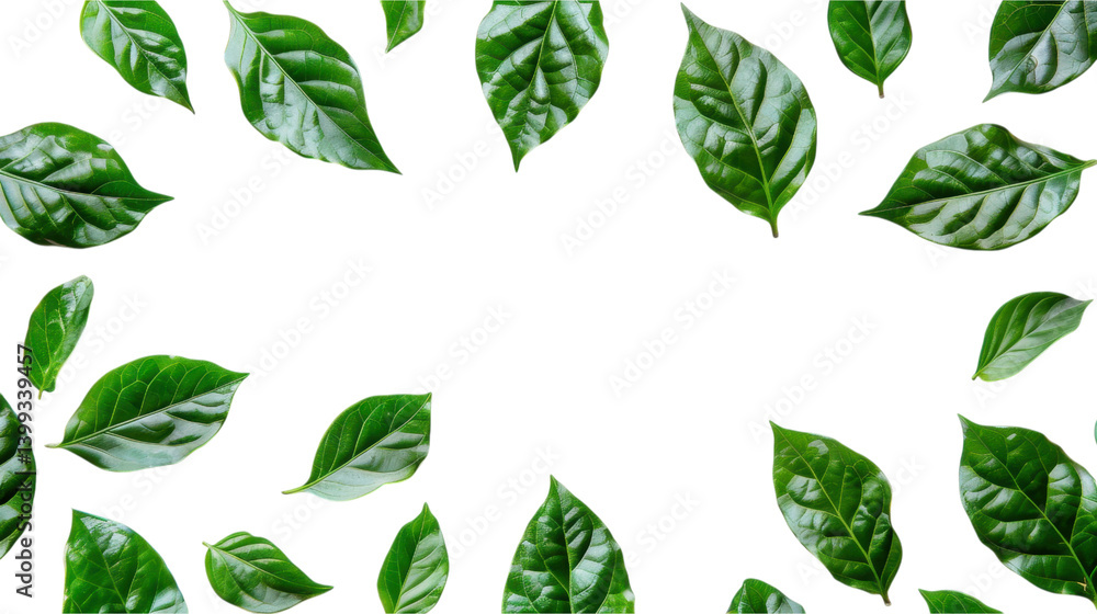 Fresh Green Leaves Pattern on Black Background Fresh Green Leaves Pattern on Black Background