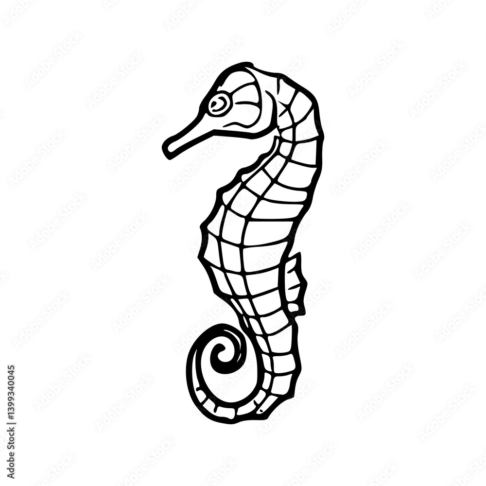 Fototapeta premium simple seahorse outline vector