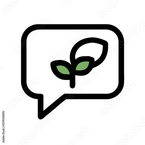 Speech Bubble with Sprout Symbol Icon Design