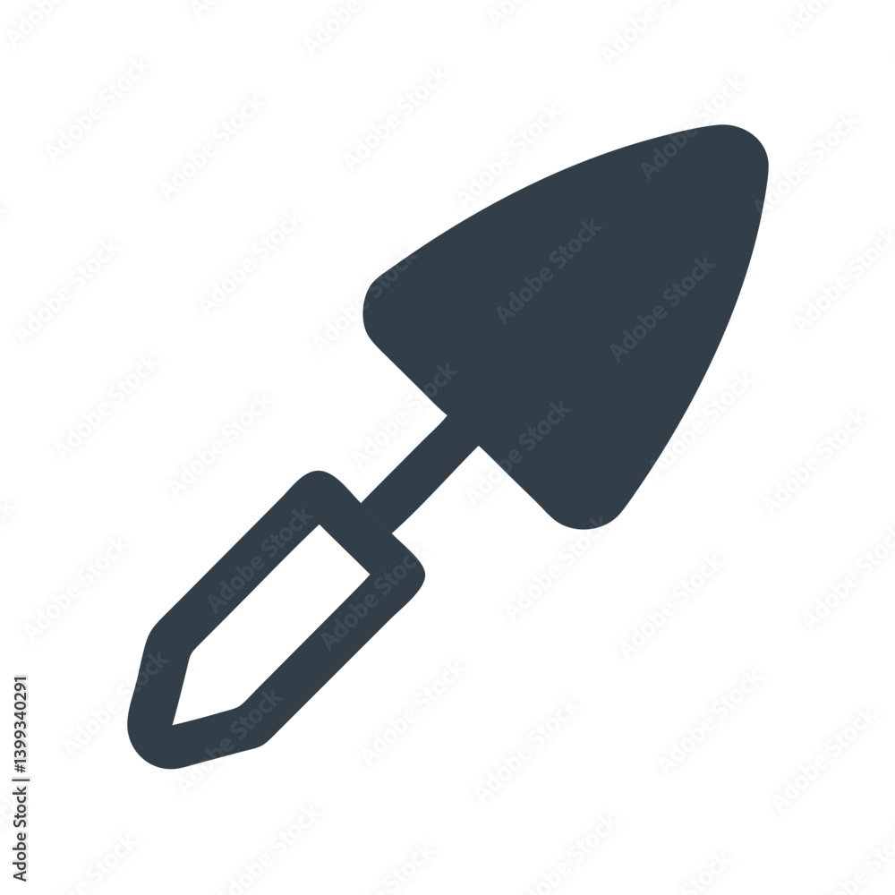 Trowel with Rounded Blade Tool Icon Design
