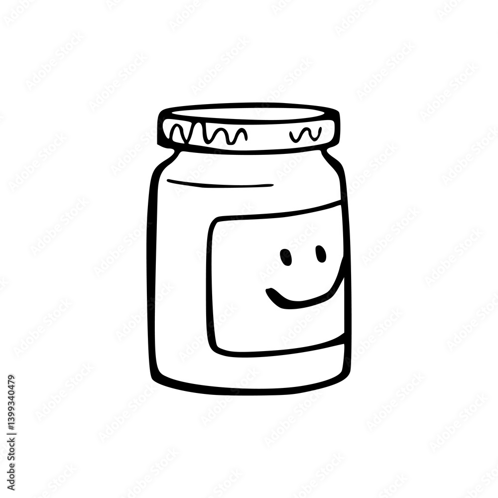 simple glass jar with smiling icon drawing simple glass jar with smiling icon drawing