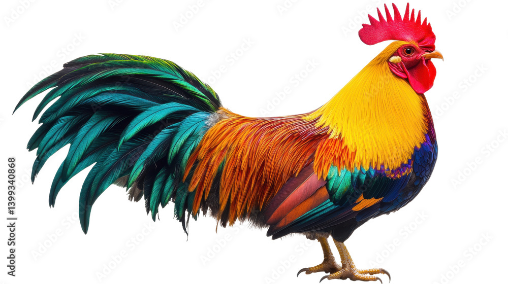 Fototapeta premium Colorful Rooster in Vivid Detail