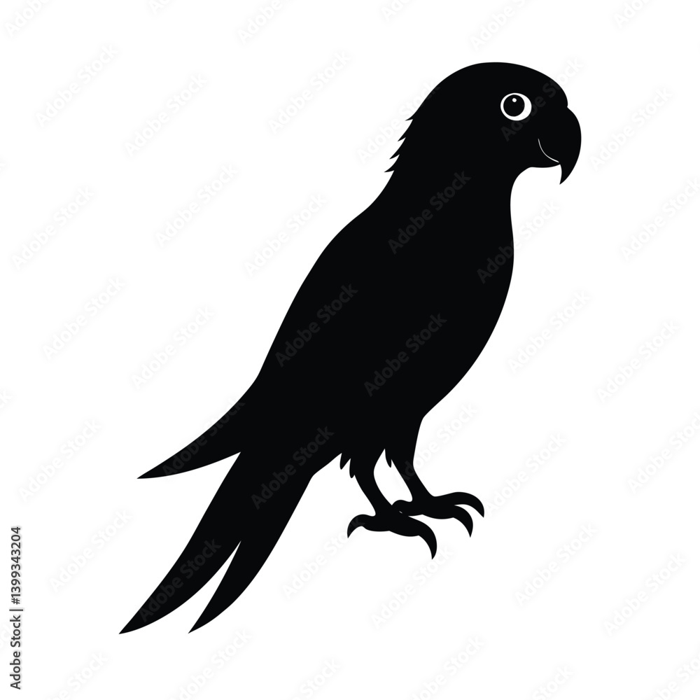 Fototapeta premium Parrot Silhouette Vector Art – Black and White Parrot Bird Illustration