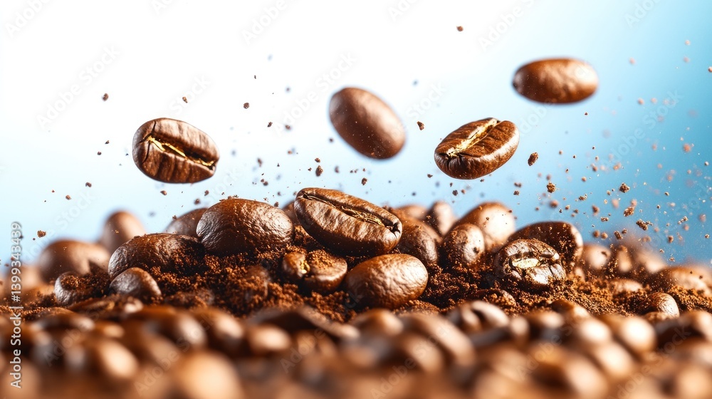 Coffee Beans Falling into Ground Coffee Coffee Beans Falling into Ground Coffee