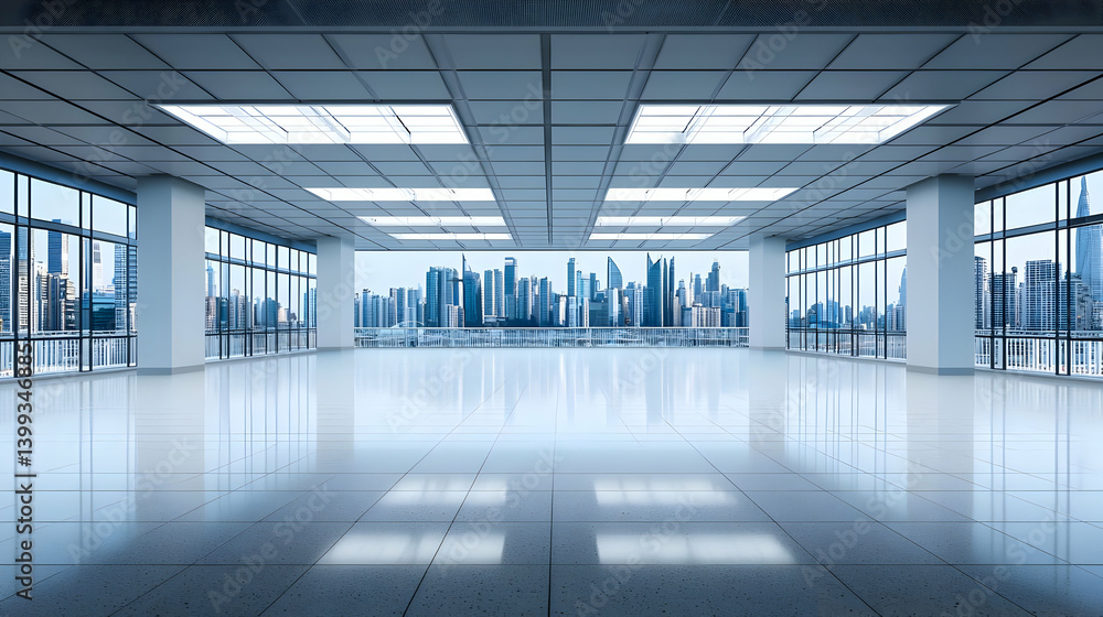 Empty Modern Office Space With City View Empty Modern Office Space With City View