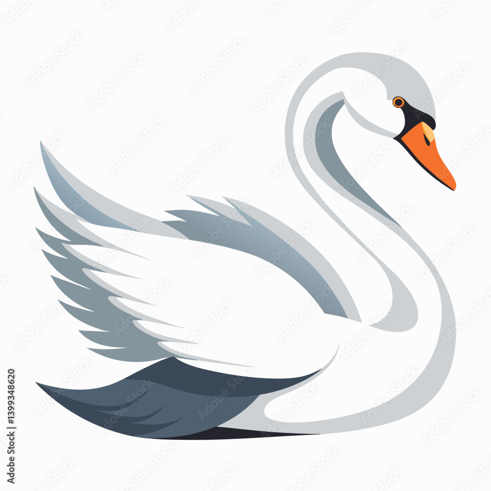 Obraz premium Swan bird isolated on white background