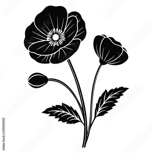 Vector illustration of a poppy flower on a white background