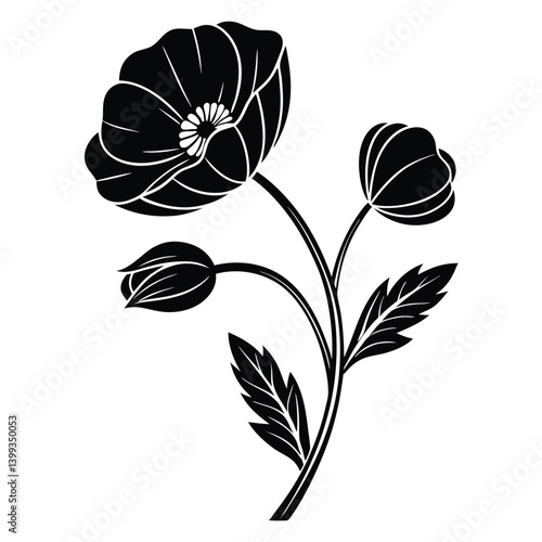 Vector illustration of a poppy flower on a white background