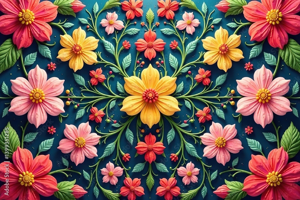 Intricate floral wallpaper with symmetrical floral design , classic, beauty Intricate floral wallpaper with symmetrical floral design , classic, beauty