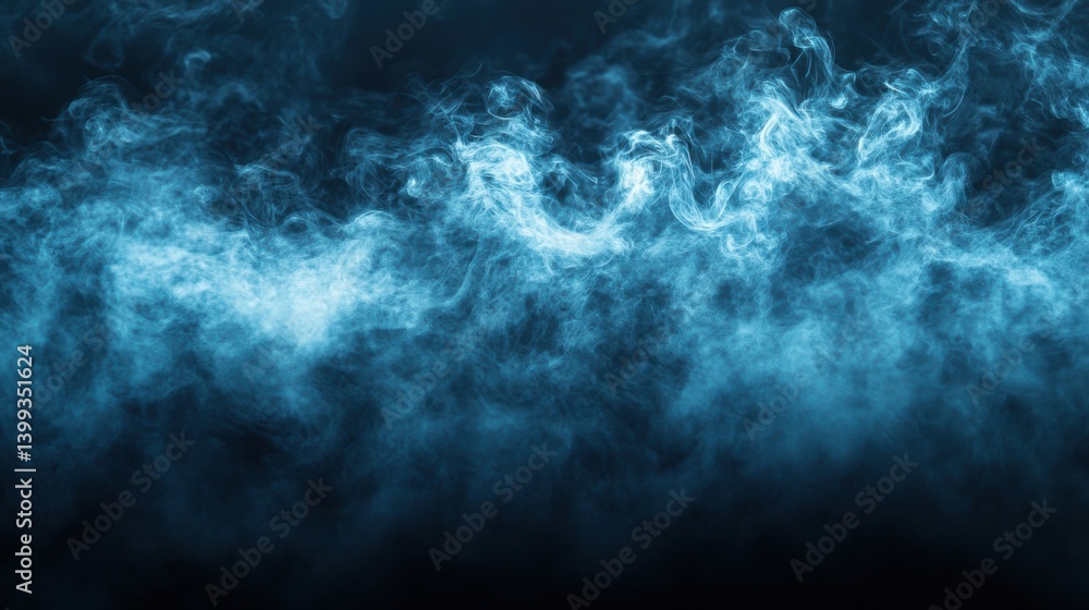 Fototapeta premium A mesmerizing abstract image showcasing swirling, ethereal blue smoke against a dark background, creating a sense of mystery and depth.