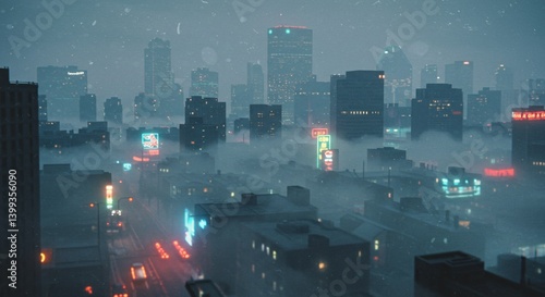 Shoegaze Veil A Cityscape Dissolving into Mist