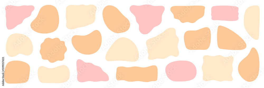 Abstract organic shape round form set. Liquid organic blob curve shape figure. Abstract liquid bubble, wavy different form. Soft round oval pattern background. Vector illustration Abstract organic shape round form set. Liquid organic blob curve shape figure. Abstract liquid bubble, wavy different form. Soft round oval pattern background. Vector illustration