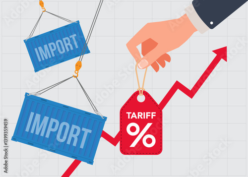 Rising import tariffs concept stock illustration