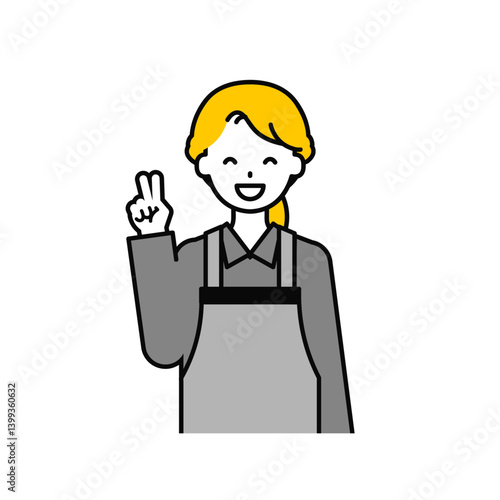 上半身のポーズ_シンプルな飲食店の店員の女性04