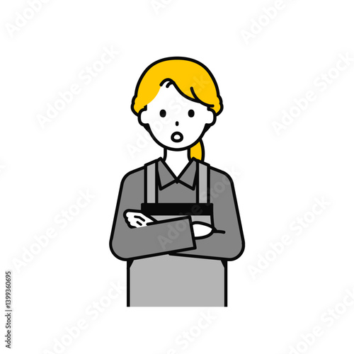 上半身のポーズ_シンプルな飲食店の店員の女性11