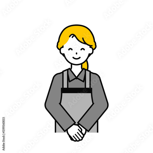 上半身のポーズ_シンプルな飲食店の店員の女性19