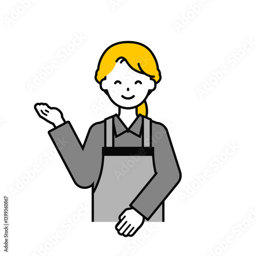 上半身のポーズ_シンプルな飲食店の店員の女性20