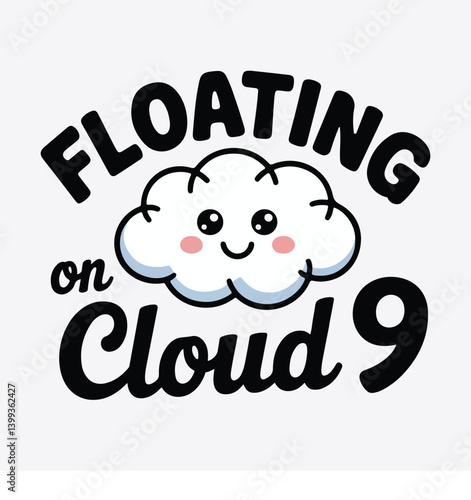 Cloud Nine Floating Cute Cloud Text Design