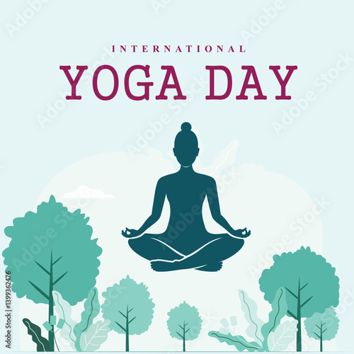 yoga day banner template design for social media 