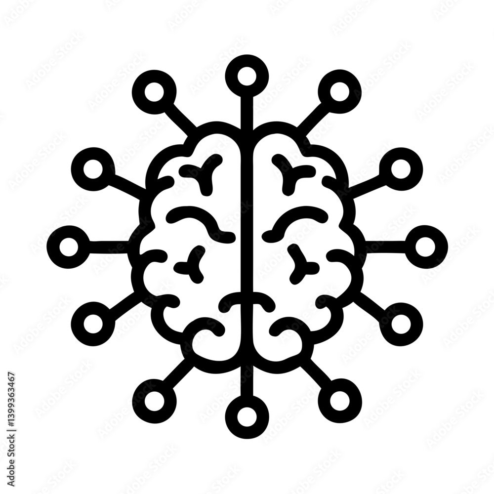 Brain Icon with Neural Connections Icon Design Brain Icon with Neural Connections Icon Design