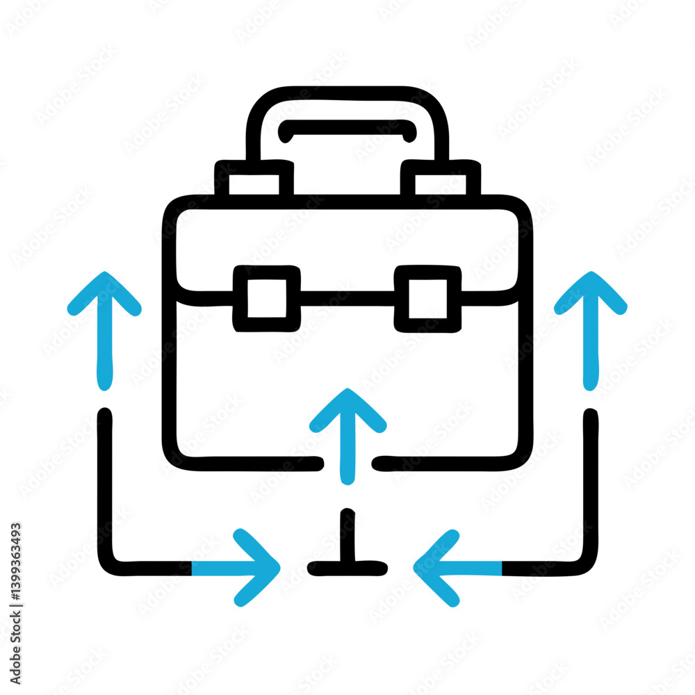 Briefcase with Data Flow Arrows Icon Design Briefcase with Data Flow Arrows Icon Design