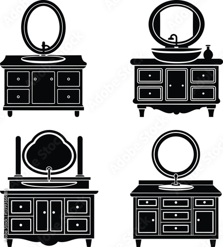 Bathroom Vanity silhouette vector