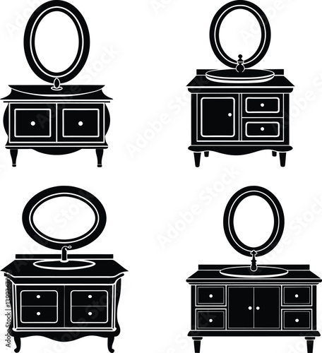 Bathroom Vanity silhouette vector