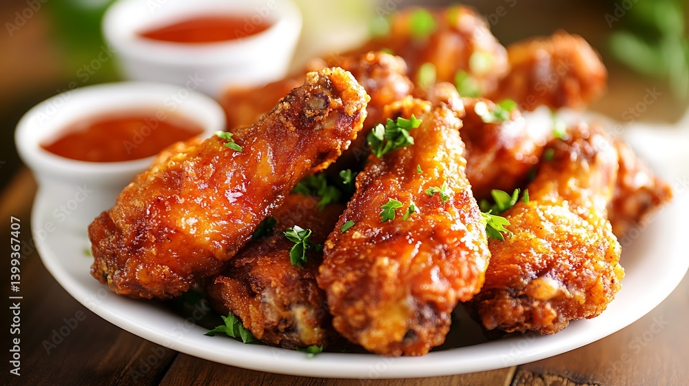 Delicious Crispy Chicken Wings with Spicy Sauce Delicious Crispy Chicken Wings with Spicy Sauce