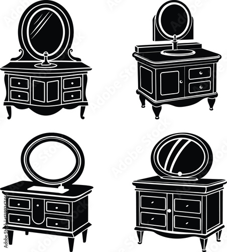 Bathroom Vanity silhouette vector