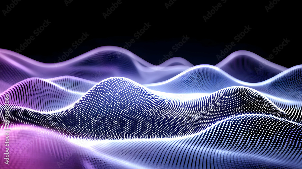Abstract Glowing Wave Pattern Of Purple And Blue Dots Abstract Glowing Wave Pattern Of Purple And Blue Dots