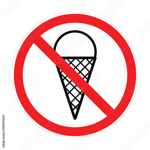 No Ice Cream Sign-2,Red circle no sign on white background