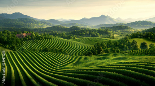 Wallpaper Mural Breathtaking view of lush green hills and winding vineyards. Torontodigital.ca