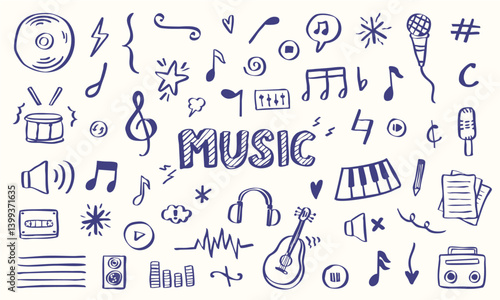 music doodle illustration set