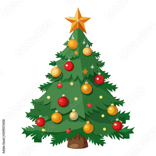 tree with lights merry christmas icon image vector illustration design