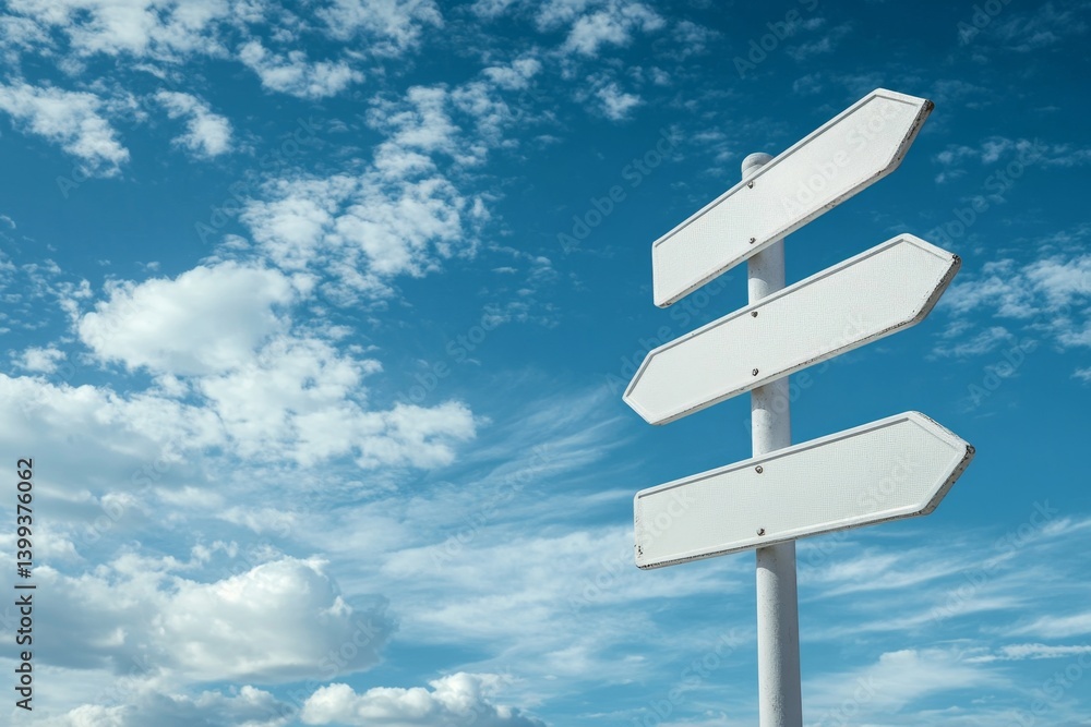 Blank directional signs against a vibrant sky Blank directional signs against a vibrant sky