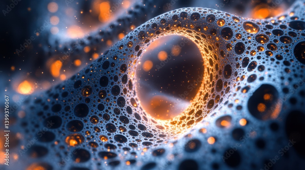 A mesmerizing abstract image featuring intricate bubbles and glowing patterns, reminiscent of cosmic phenomena. A mesmerizing abstract image featuring intricate bubbles and glowing patterns, reminiscent of cosmic phenomena.