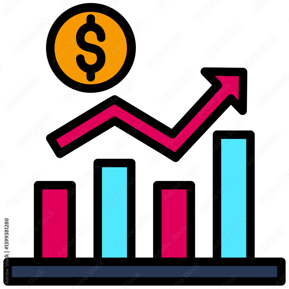 Growth Graph Outline Flat Design Style Icon, Increase Sales Icon, Outline Flat Design Style Icon Symbol Growth Graph Outline Flat Design Style Icon, Increase Sales Icon, Outline Flat Design Style Icon Symbol