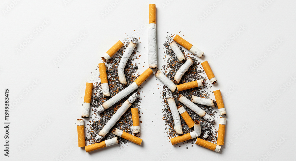 Cigarette Butts Form Lungs Health Risk Warning Cigarette Butts Form Lungs Health Risk Warning