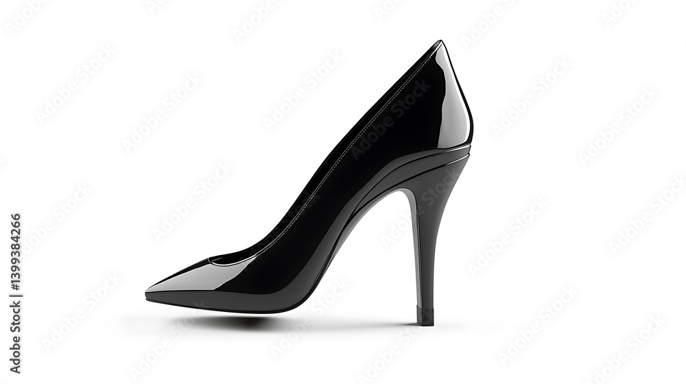Black high heel shoe with a pointed toe